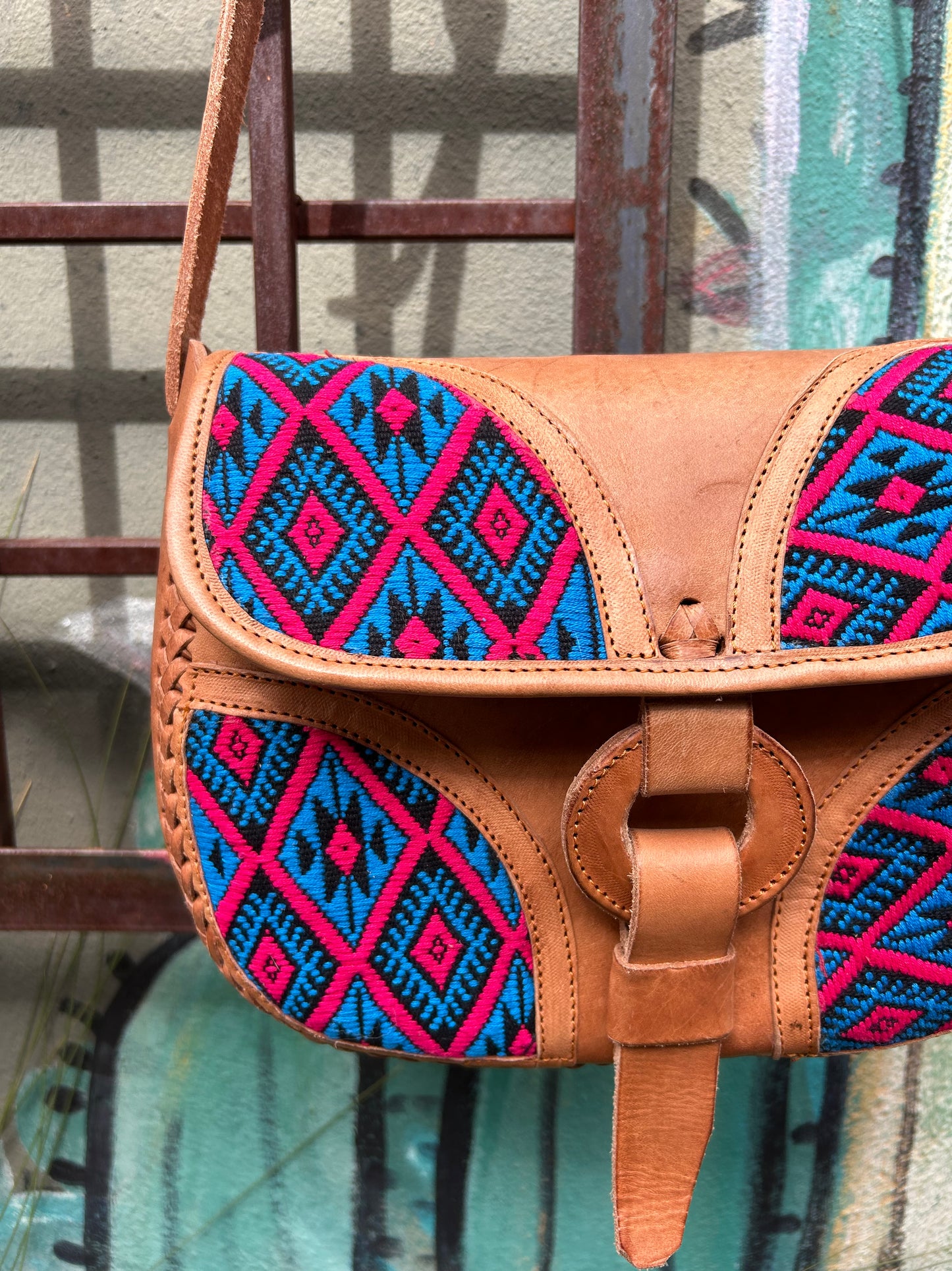 Leather Embroidered Tambor Bag