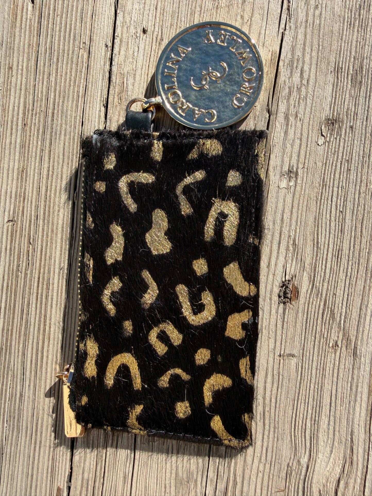 Leather Cow Print Coin Wallet