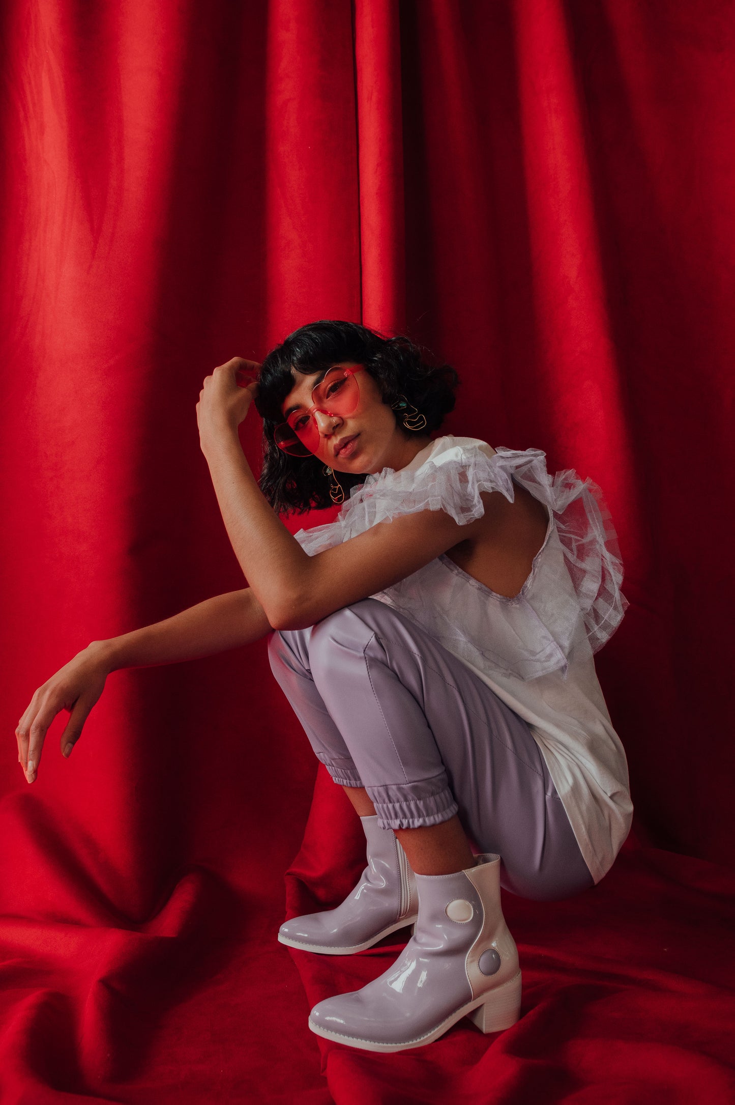 Lilac Tulle Sleeves Blouse