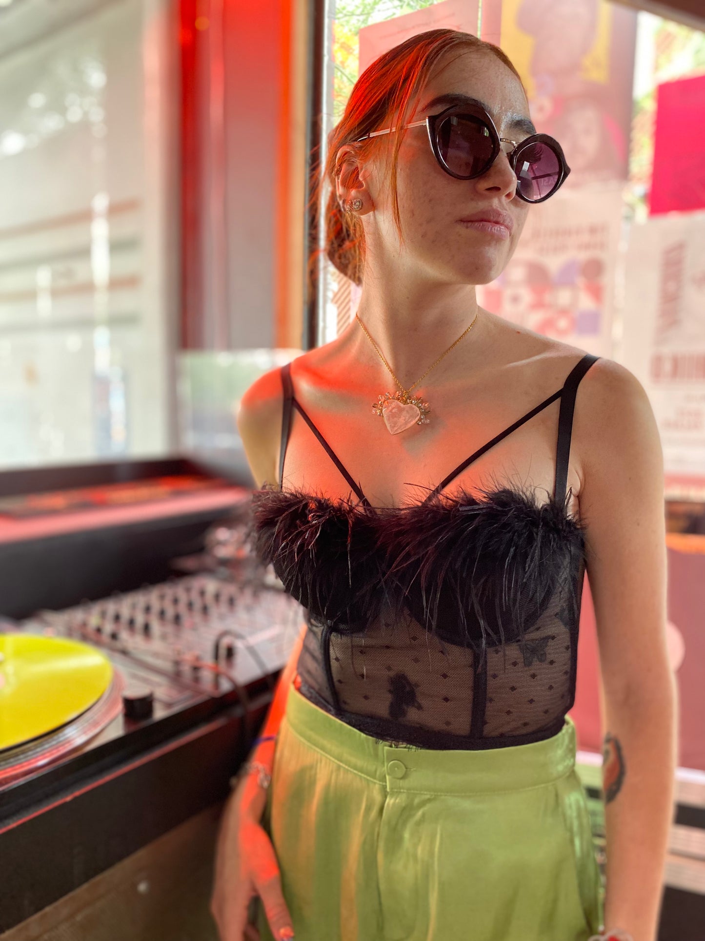 Black Feather Bustier Top