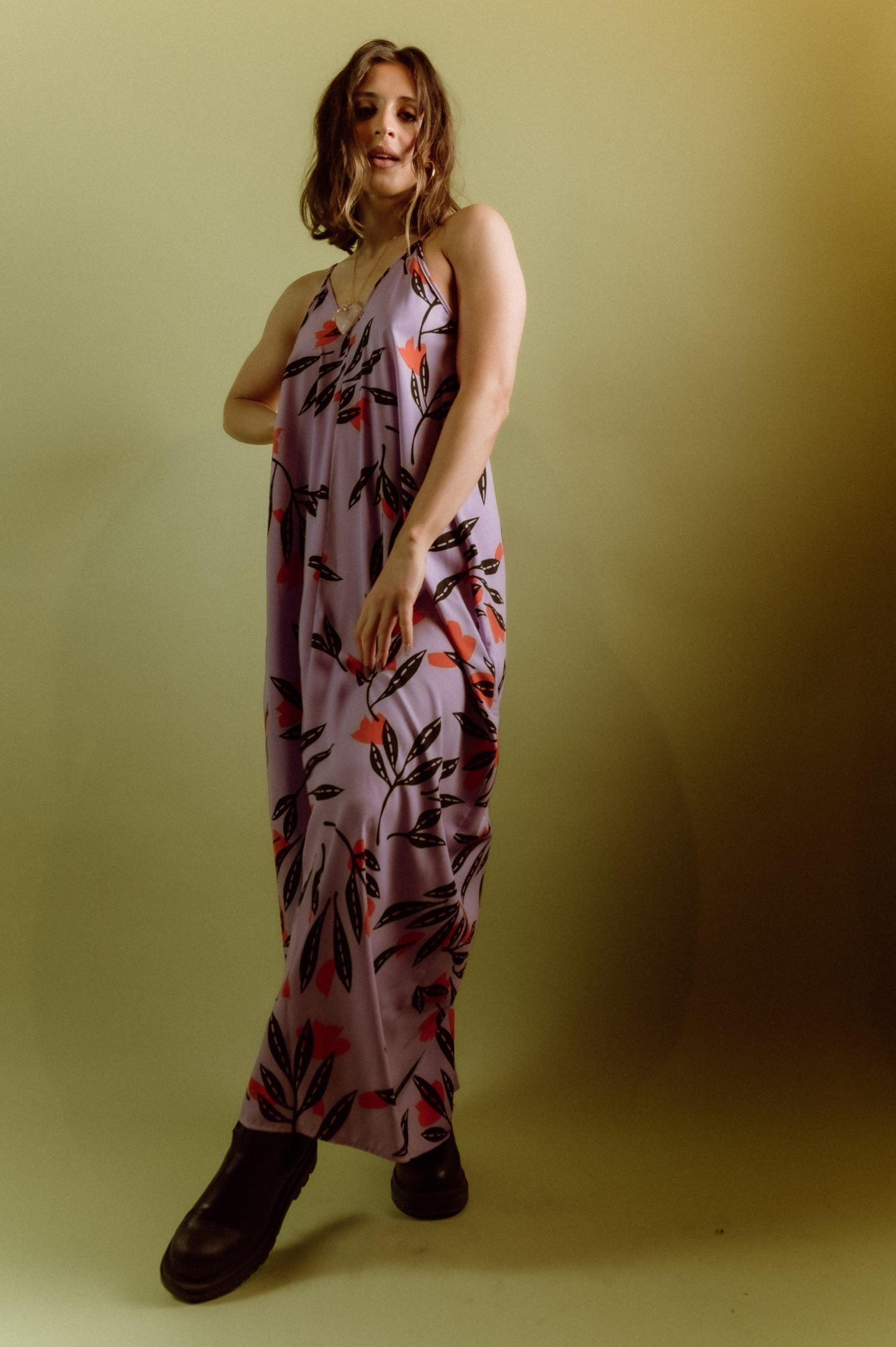 Lavender Floral Asymmetrical Dress