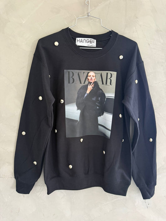 Sudadera con gráfico de Bazar adornada con perlas de Hanger