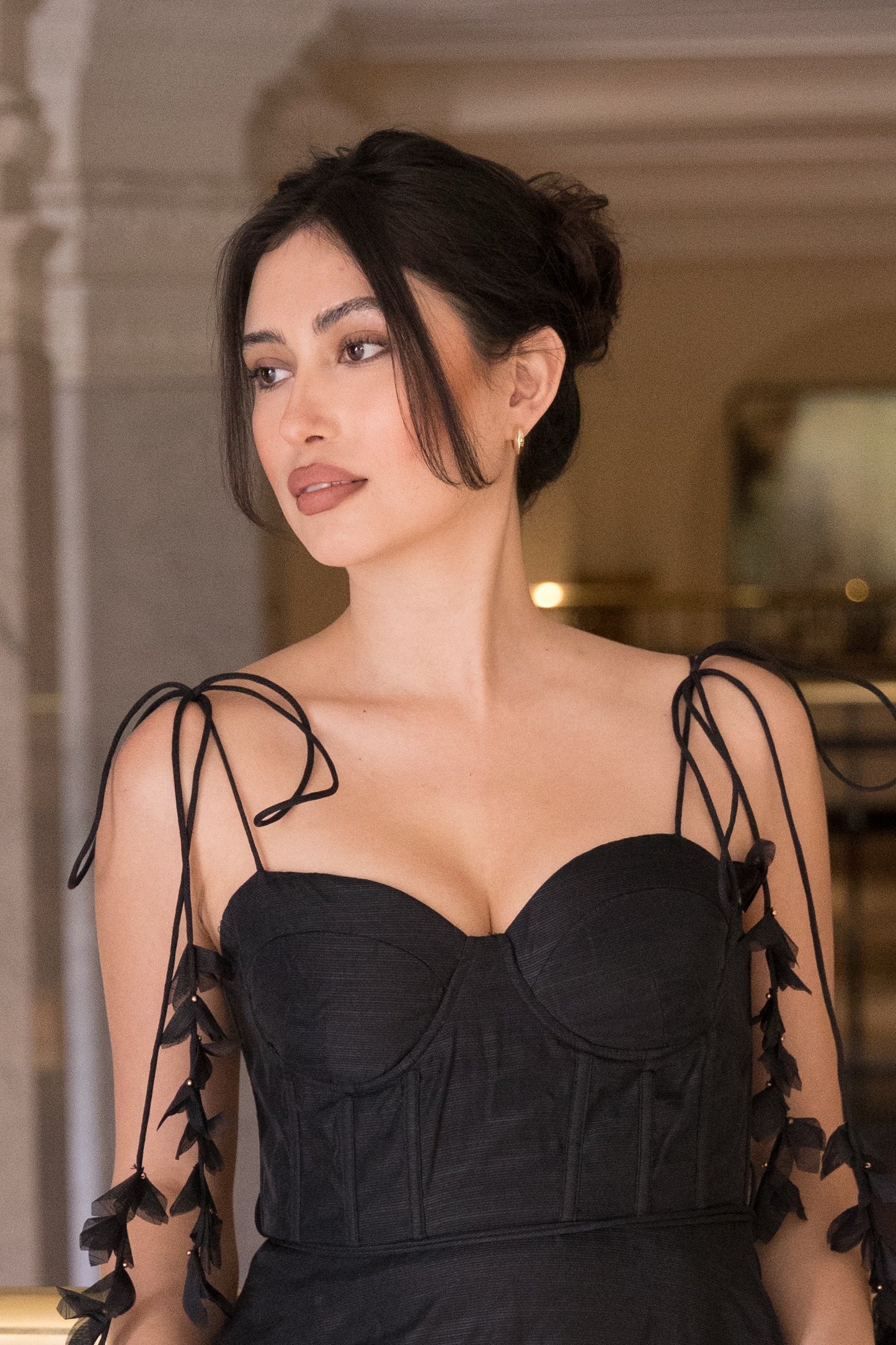 The Black Ruffle Midi Dress