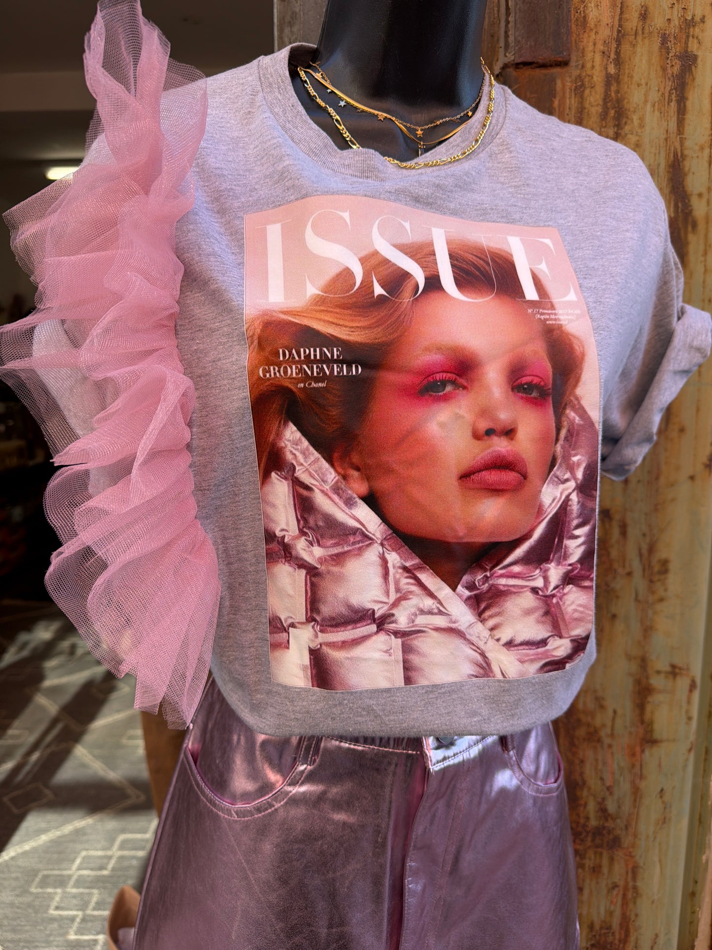 Hanger Issue T-Shirt with Tulle Detail