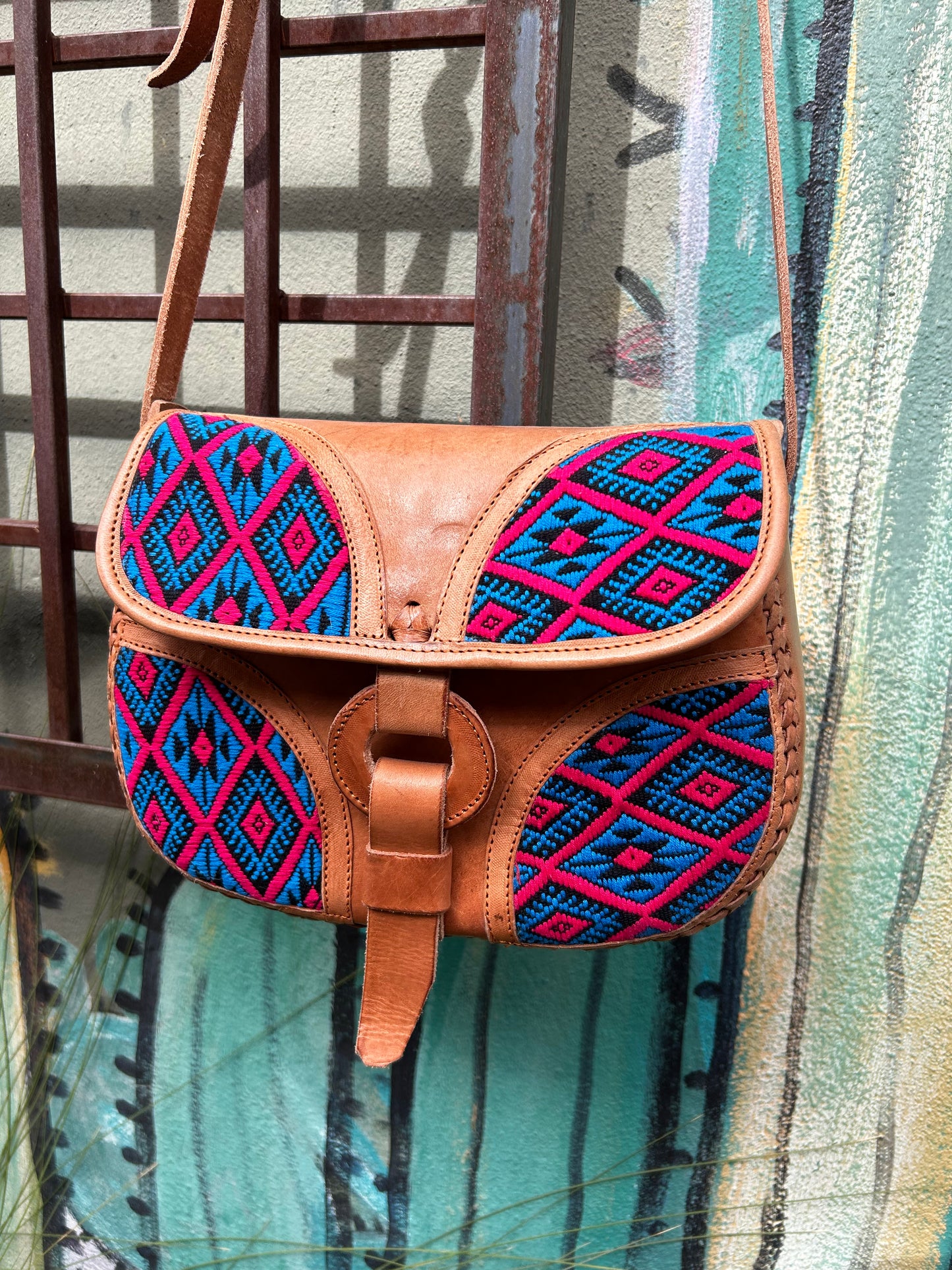 Leather Embroidered Tambor Bag
