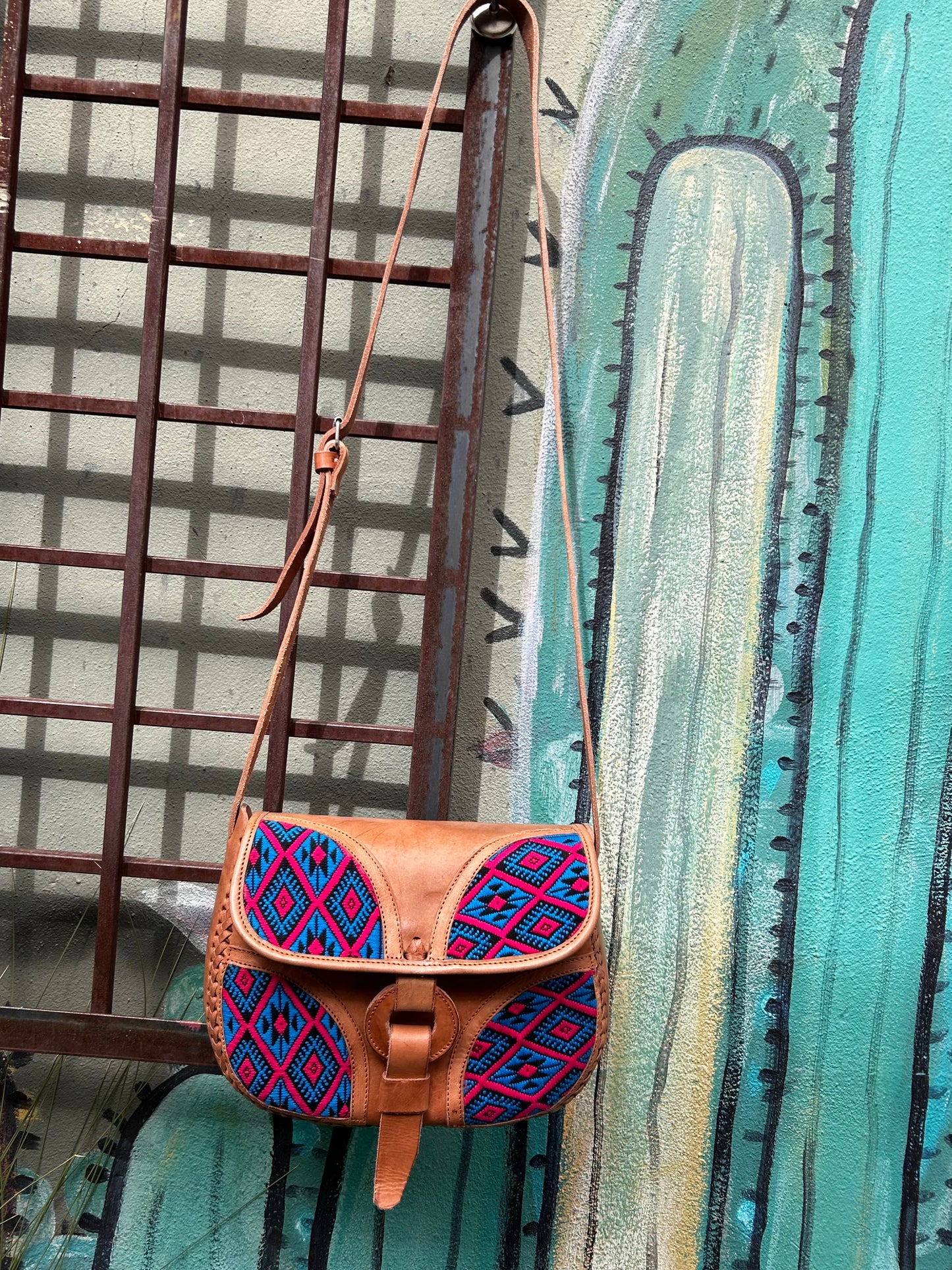 Leather Embroidered Tambor Bag