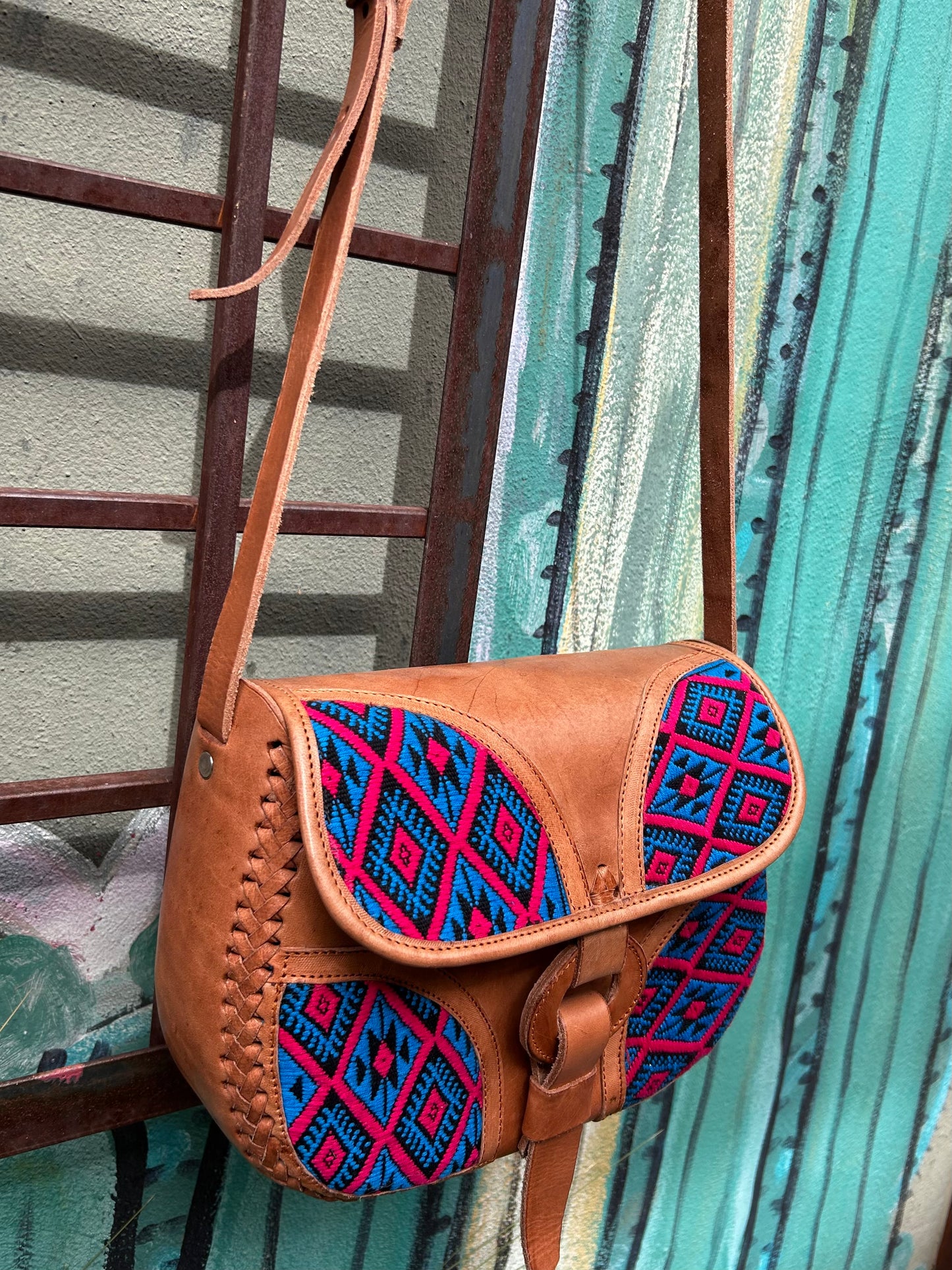 Leather Embroidered Tambor Bag