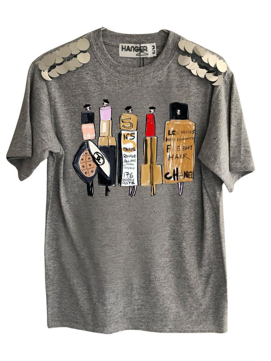 Camiseta con lentejuelas y hombros descubiertos de Chanel