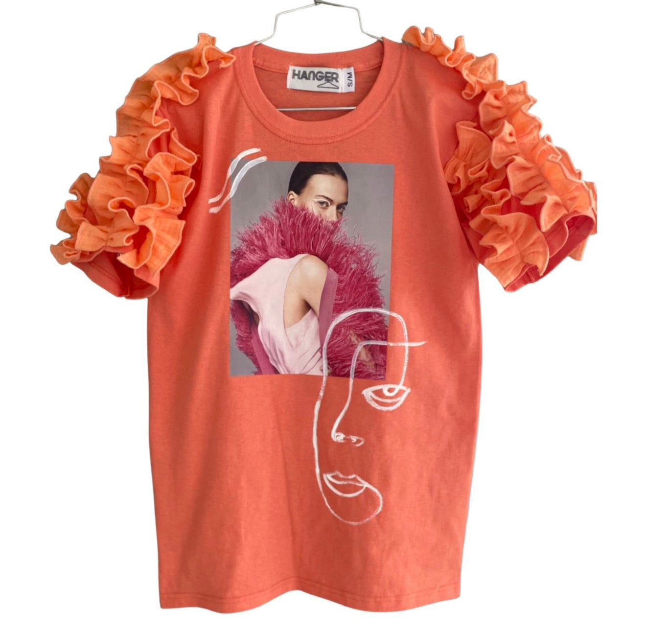 Editorial Flair Coral Graphic Top