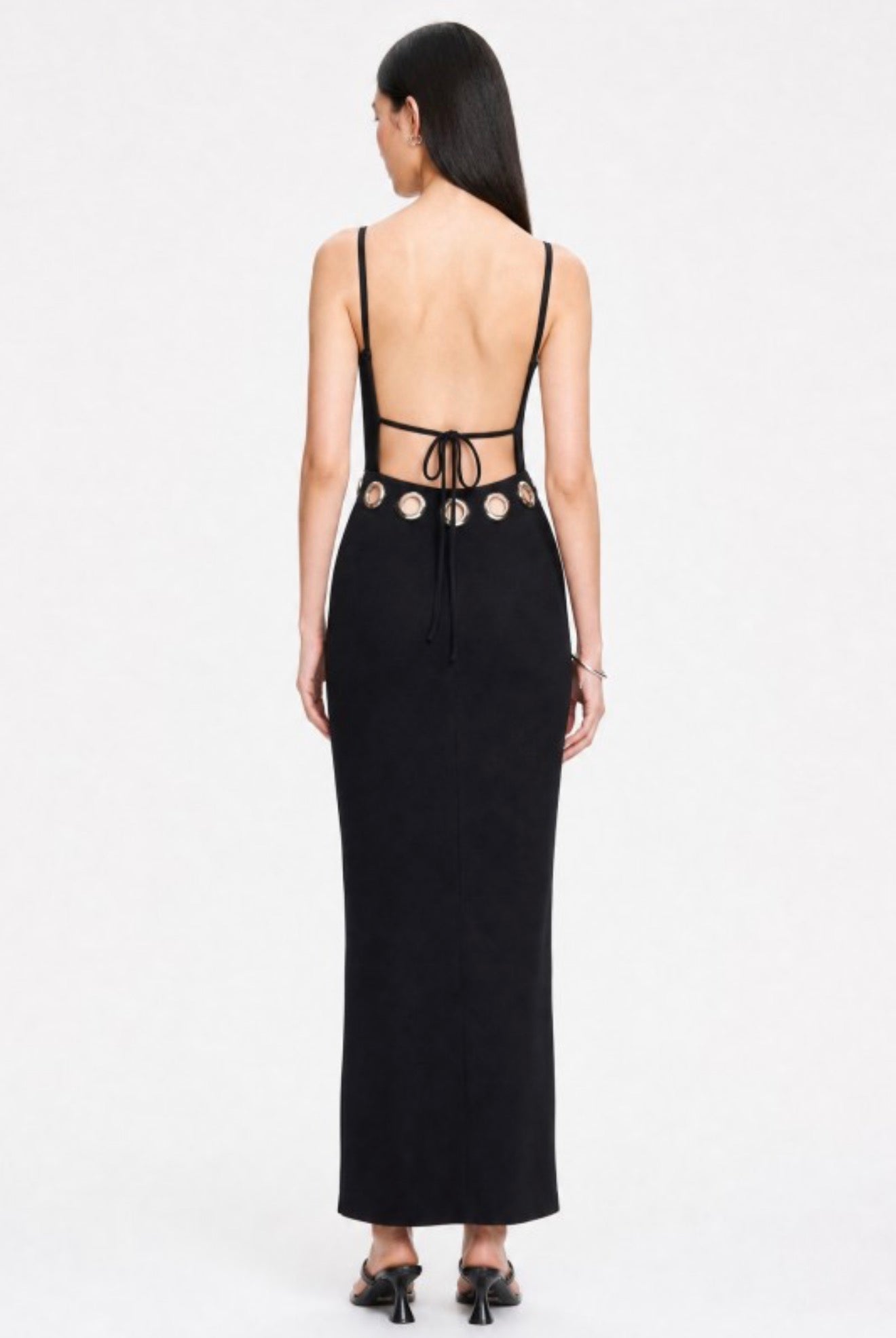 Grommet Ribbed Maxi Dress