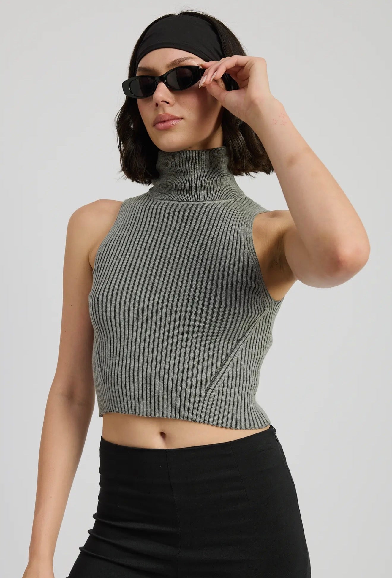 Turtle Neck Ribbed Top