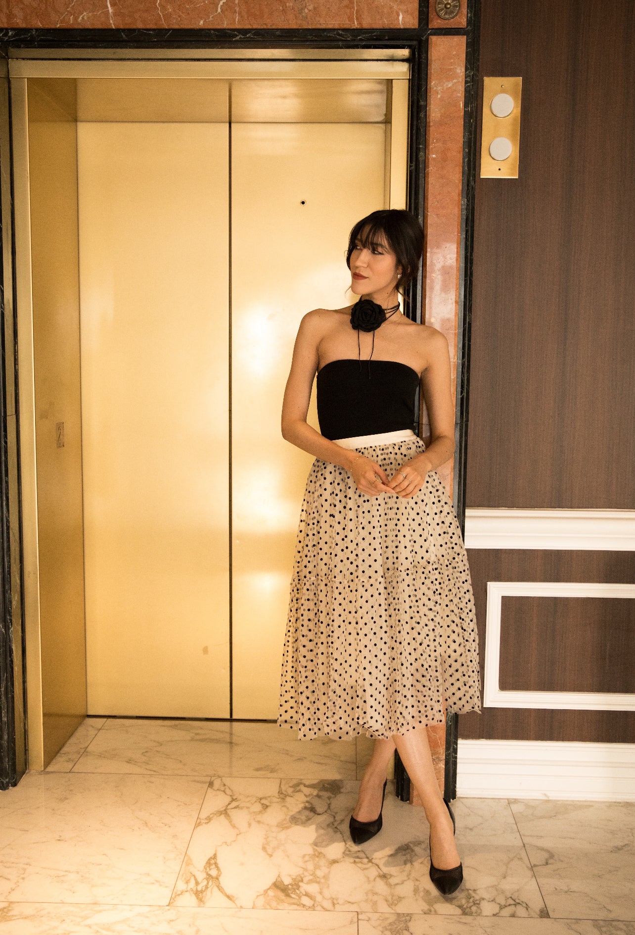 Carrie Polka Dot Midi Skirt