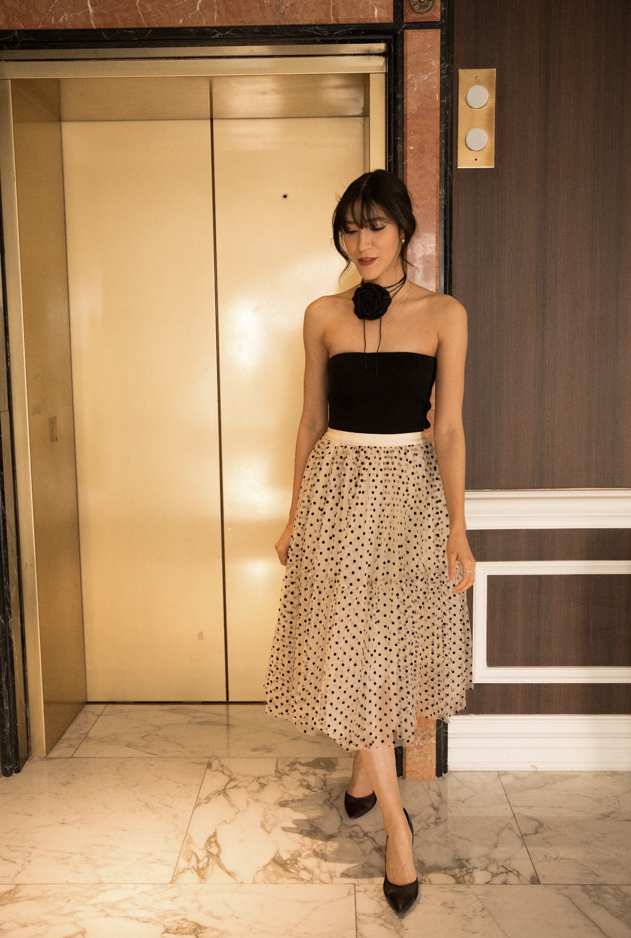 Carrie Polka Dot Midi Skirt