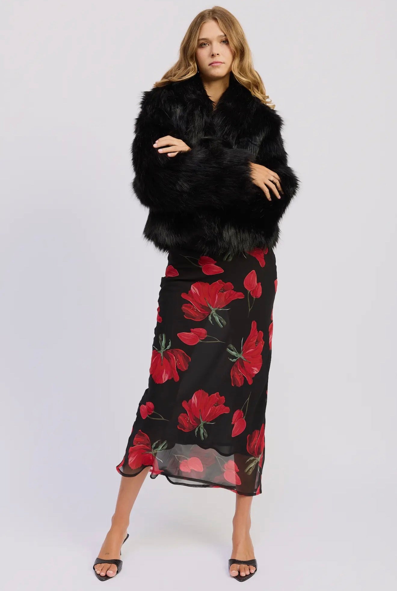 Black Faux Fur Coat