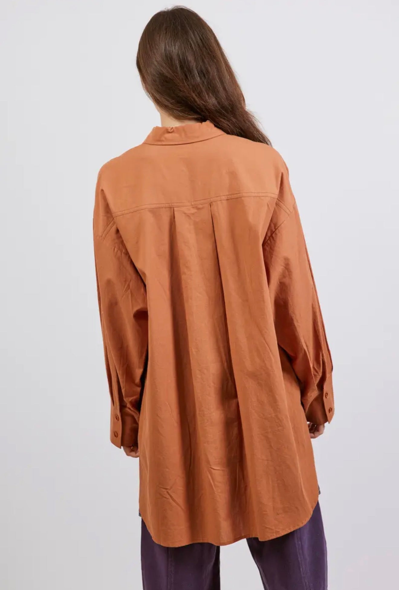 Oversized Button-Up Shirt – Rust