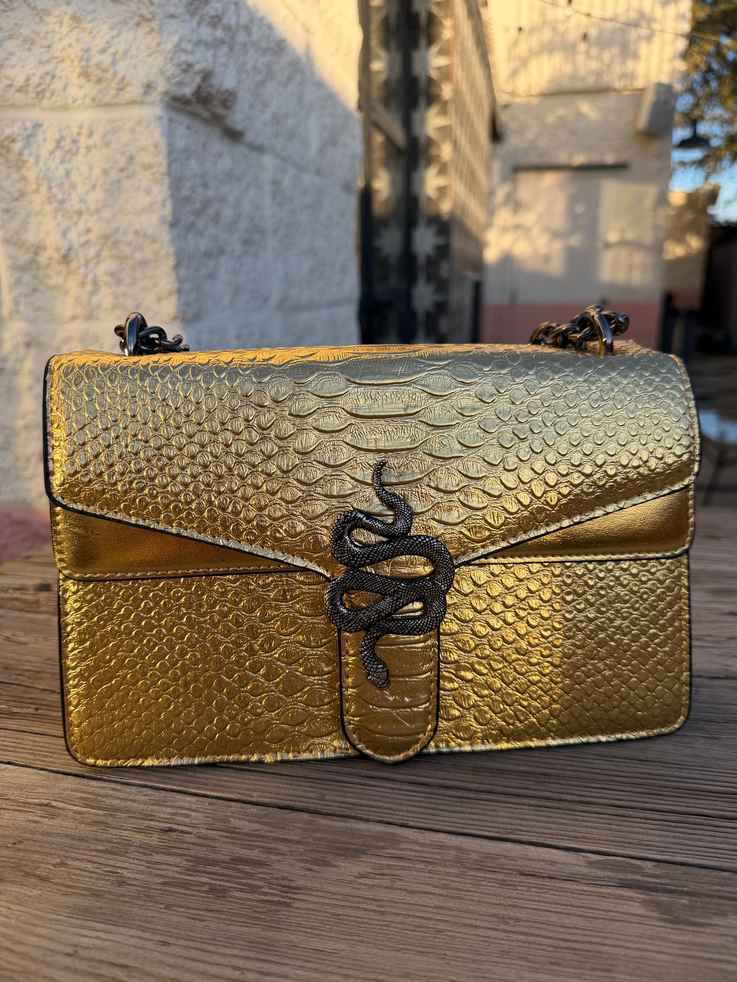 Gold Embossed Serpent Bag