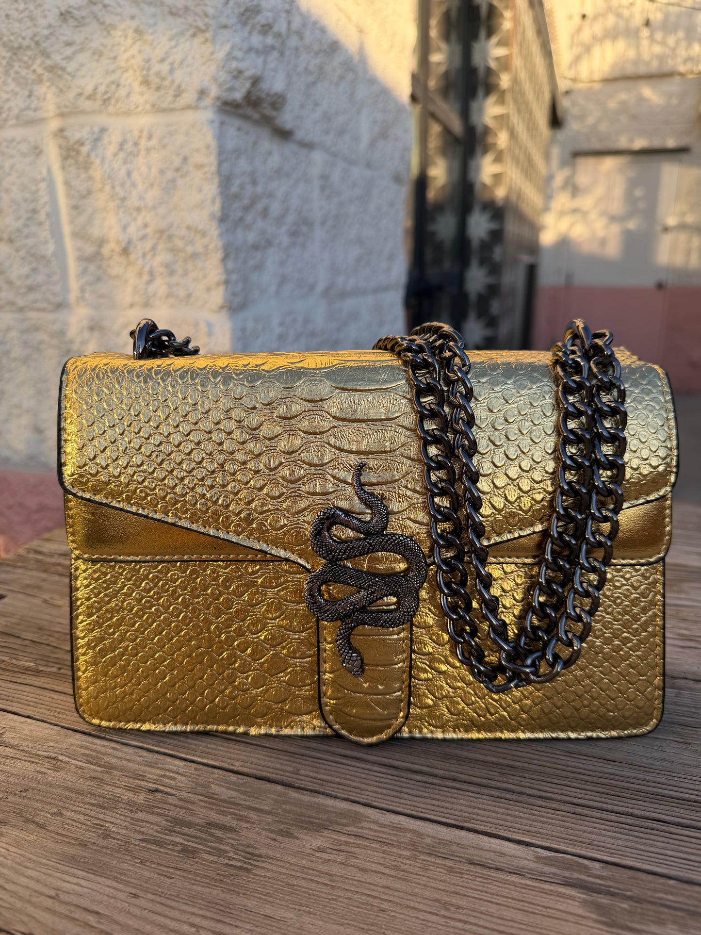 Gold Embossed Serpent Bag