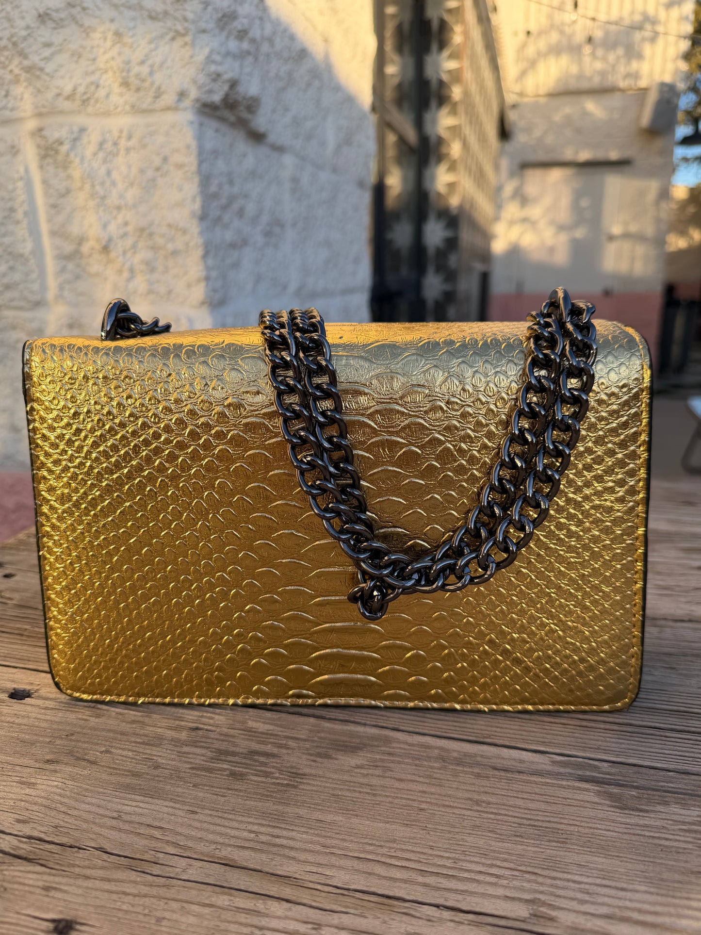 Gold Embossed Serpent Bag