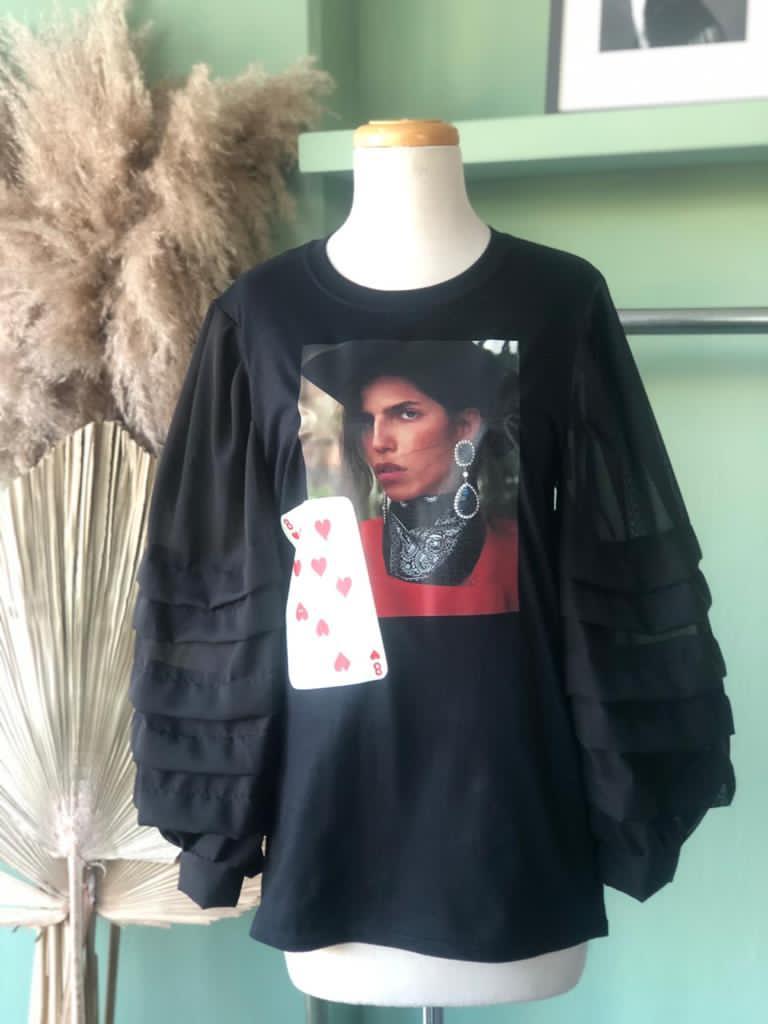 Hearts Boho Sheer Sleeve T-shirt