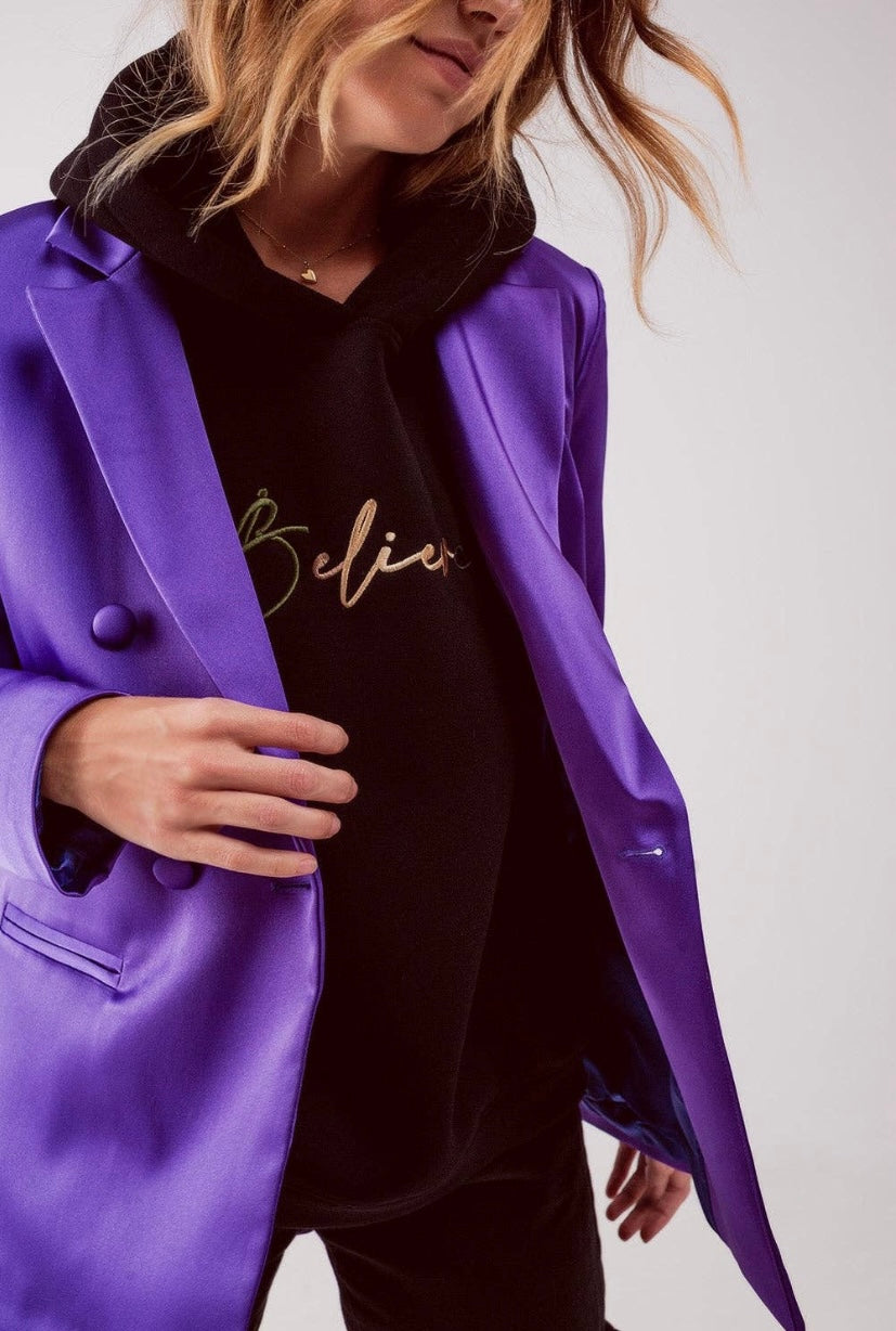 Satin Tailored Purple Blazer