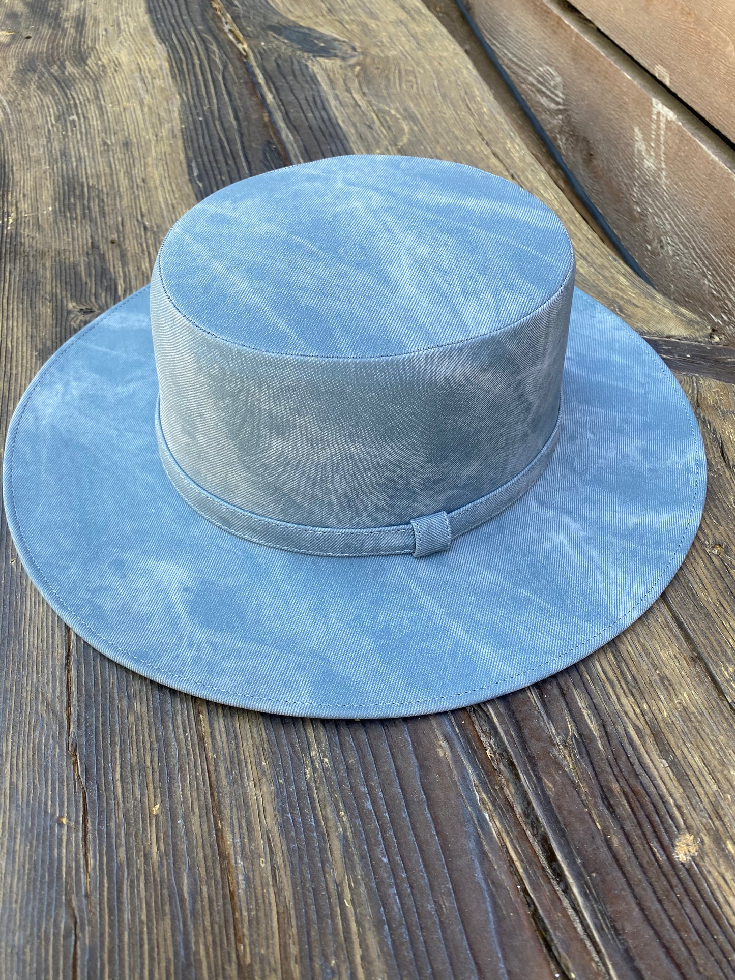Denim Boho Flat Brim Hat