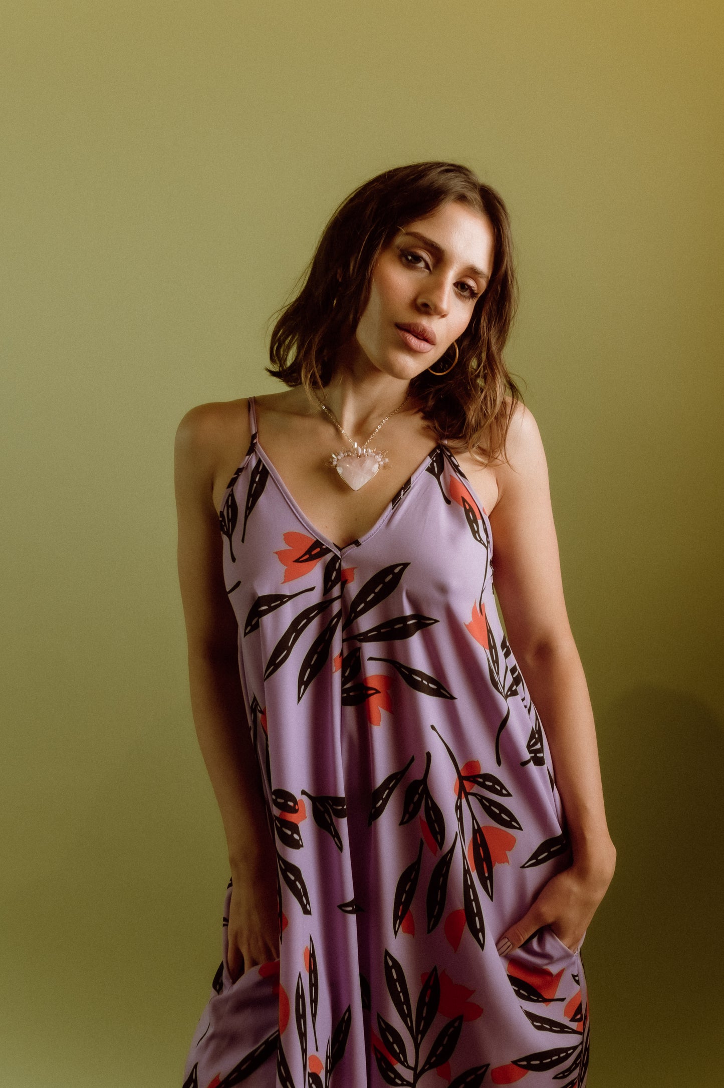 Lavender Floral Asymmetrical Dress