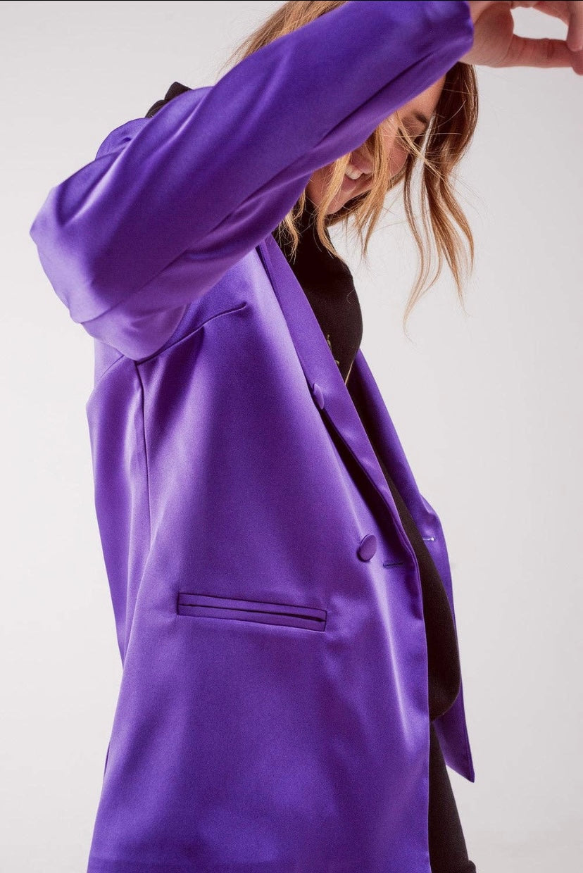 Satin Tailored Purple Blazer