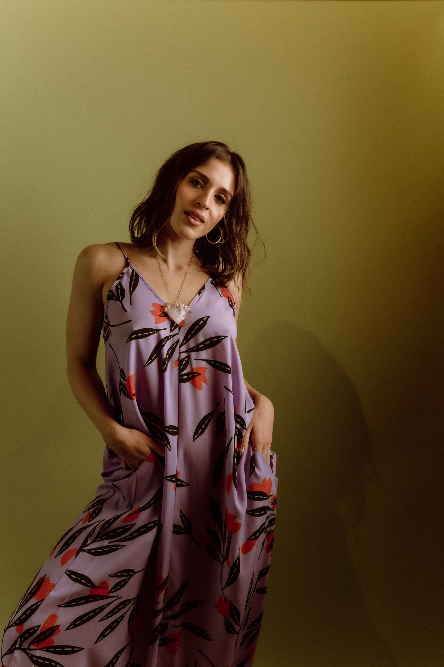 Lavender Floral Asymmetrical Dress