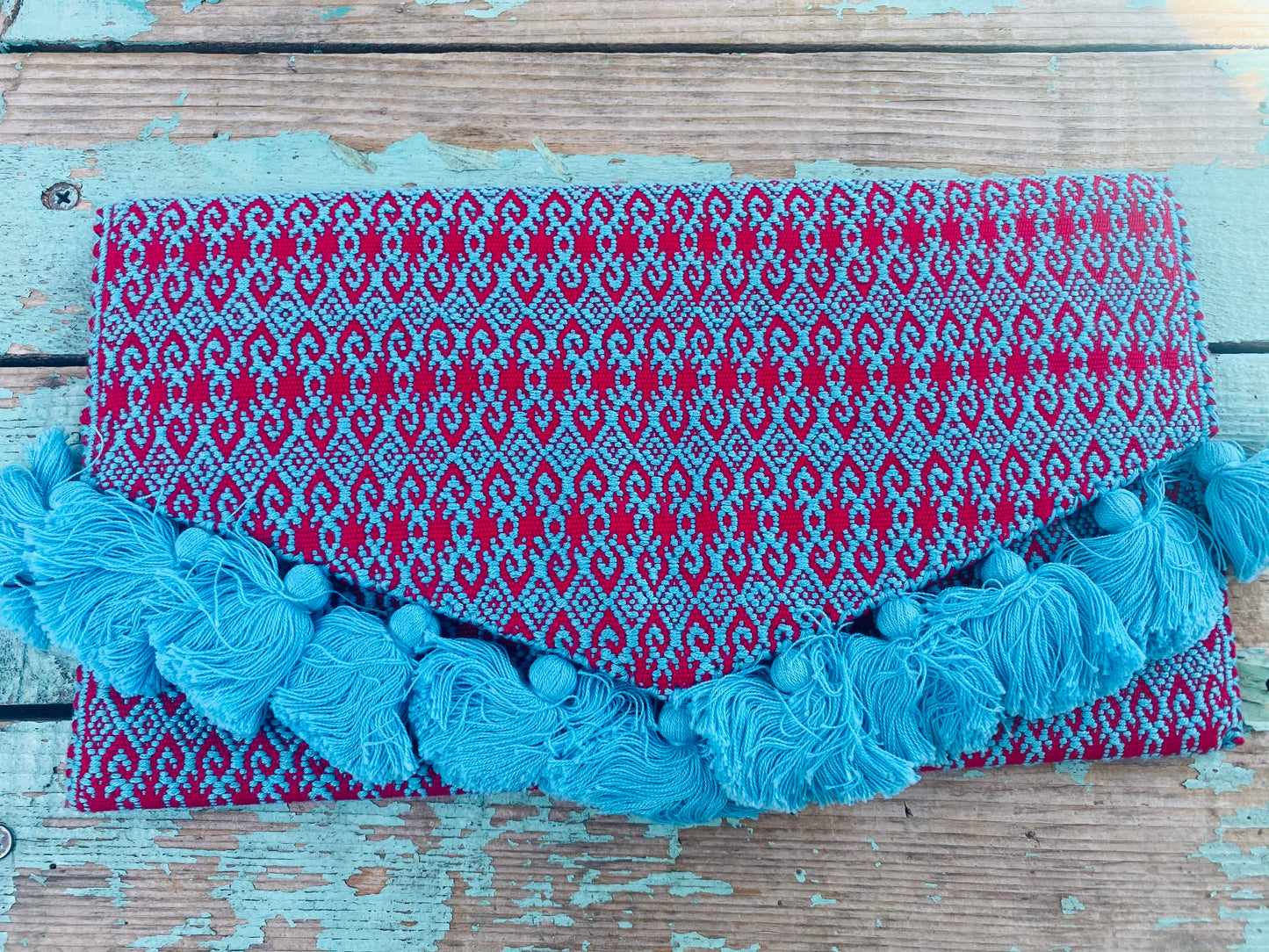 Tassel Print Mexican Clutch