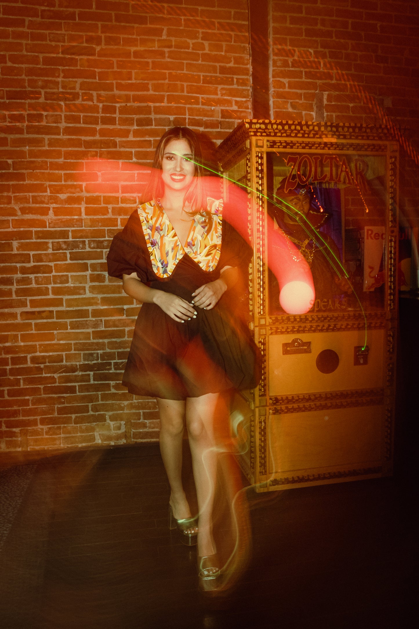 Print Collar Puff Mini Dress