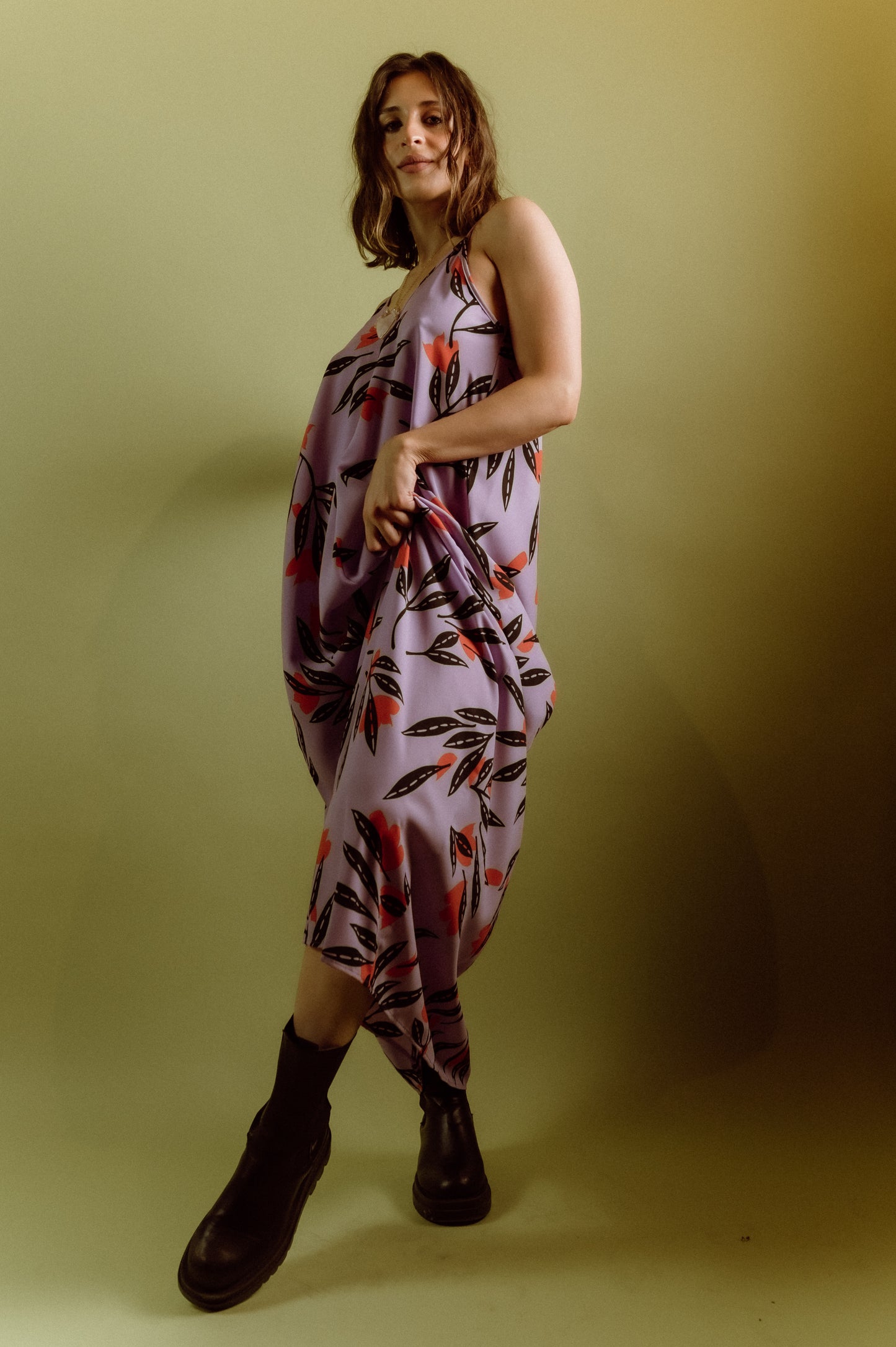 Lavender Floral Asymmetrical Dress