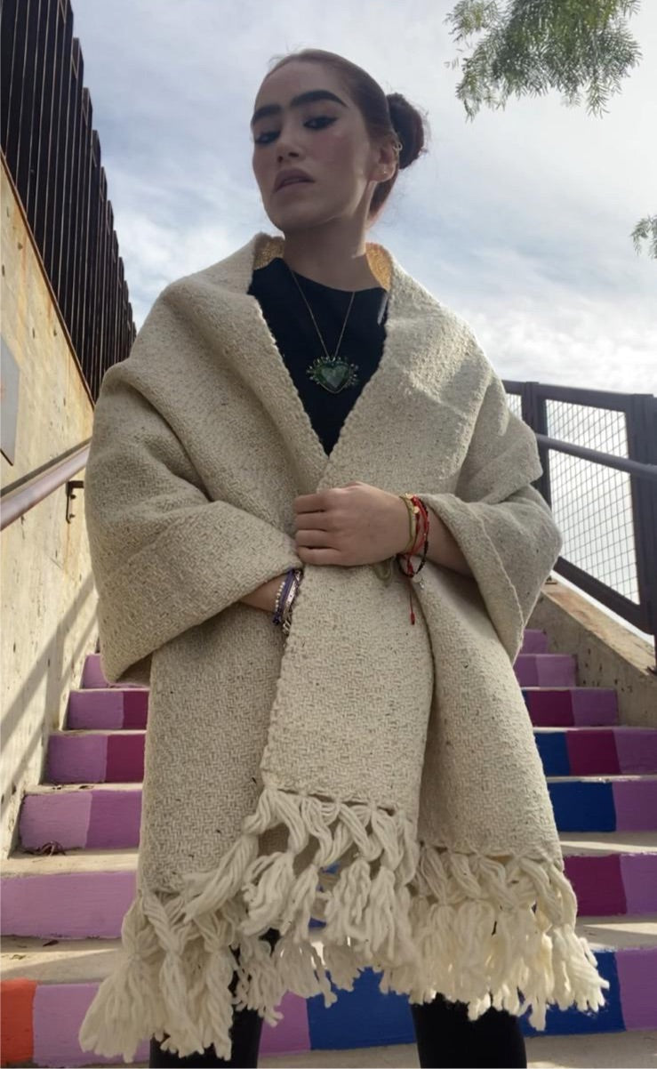 Beige Wool Shawl Wrap